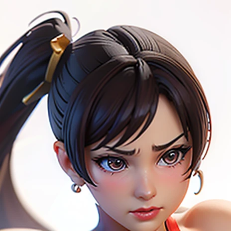 Detailed high quality image of Chun Li red lips blushing tender face firm body perfect breasts Chun Li&#39;s iconic dress full body view hands on her waist 