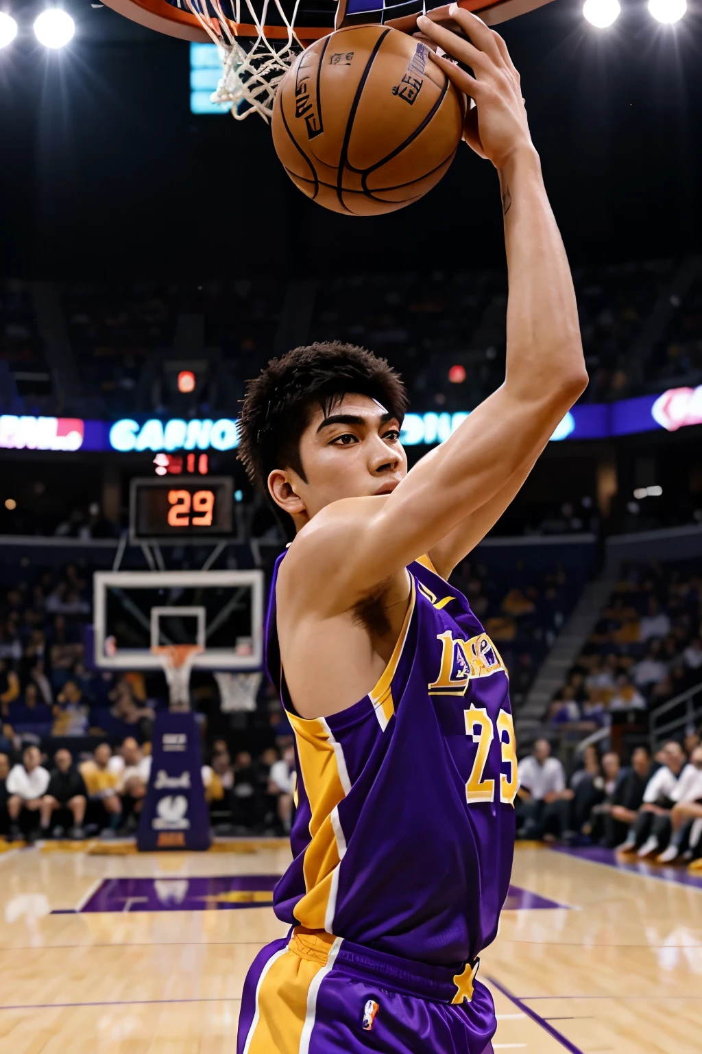 Kaede Rukawa Slam Dunk character with Lakers uniform anime version