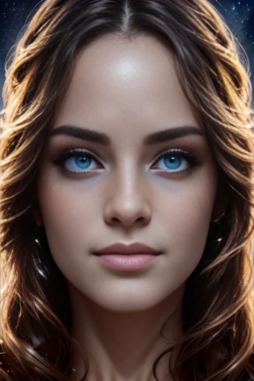 a girl agent of stars, beautiful detailed eyes, beautiful detailed lips, extremely detailed eyes and face, long eyelashes, cinematic lighting, ethereal, magical, fantasy, glowing, cosmic, galaxy, stars, nebula, surreal, dreamlike, whimsical, elegant, graceful, floating, ethereal, sci-fi, digital art, concept art, (best quality,4k,8k,highres,masterpiece:1.2),ultra-detailed,(realistic,photorealistic,photo-realistic:1.37)