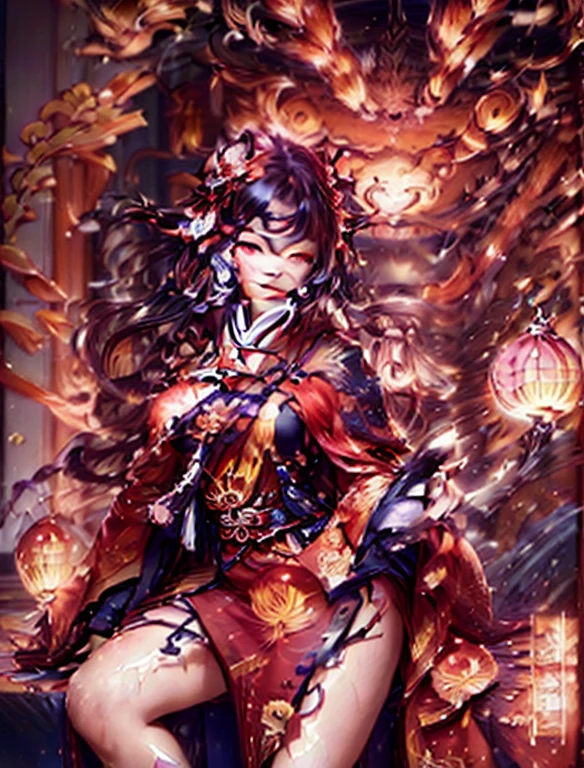 A painting with folk art colors of a woman in traditional Chinese clothing and a dragon, Onmyoji detailed art, Onmyoji, Onmyoji portrait, author：Yang Jie, Chinese watercolor style, Pixiv competition winner, By Yumi, palace ， Girl wearing Hanfu, Japanese art style, Chinese, Anime Illustrations, by Qu Leilei, anime style illustration