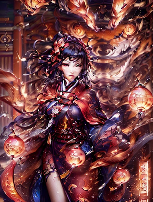 A painting with folk art colors of a woman in traditional Chinese clothing and a dragon, Onmyoji detailed art, Onmyoji, Onmyoji portrait, author:Yang Jie, Chinese watercolor style, Pixiv competition winner, By Yumi, palace , Girl wearing Hanfu, Japanese art style, Chinese, Anime Illustrations, by Qu Leilei, anime style illustration