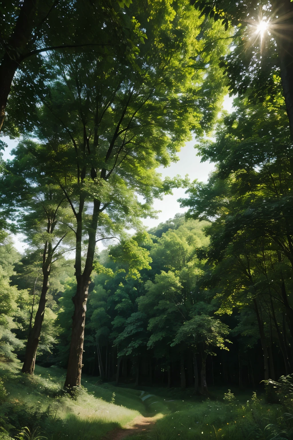 landscape, forest with trees in everywhere, dreamy, beautiful, green soft