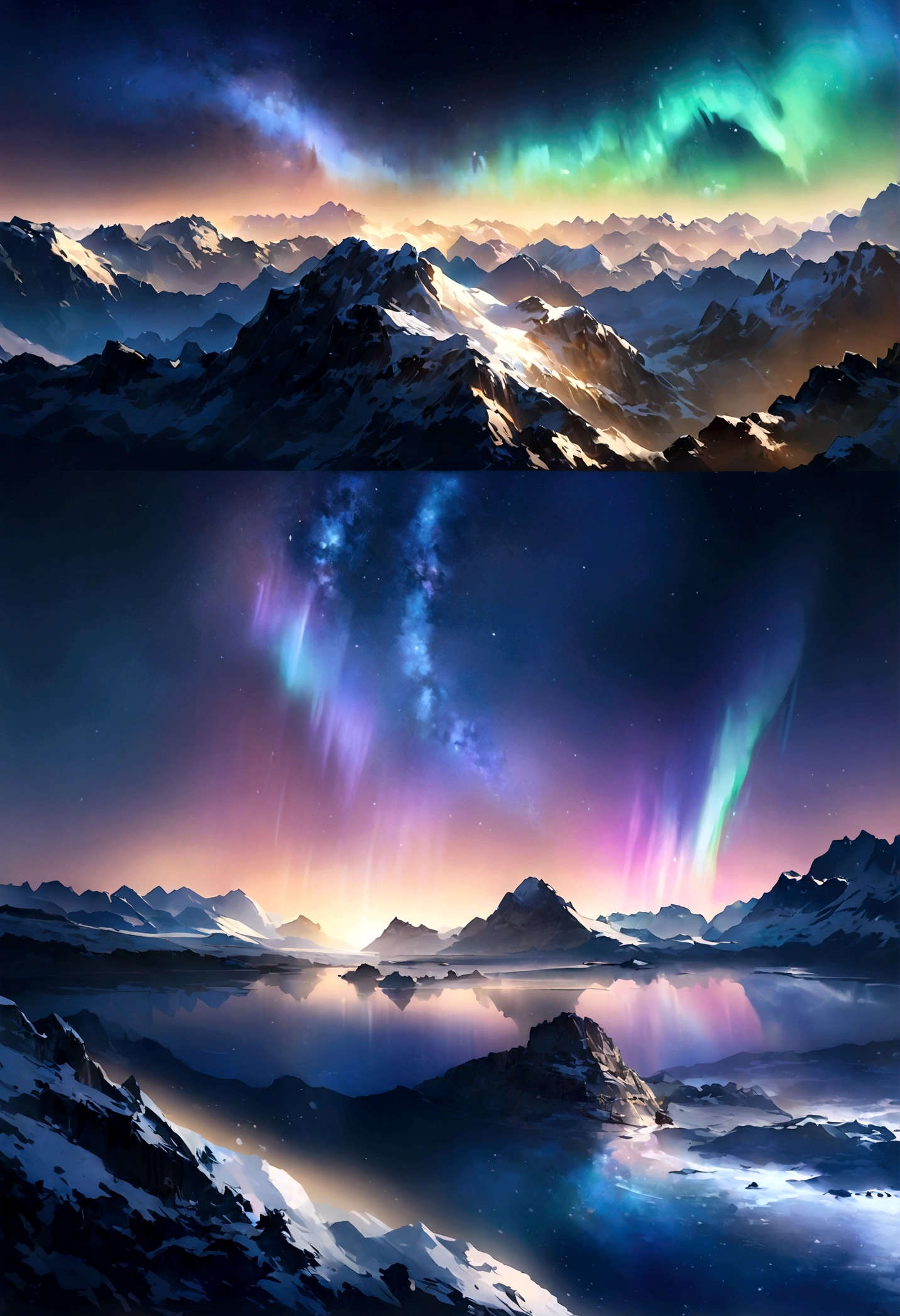 Papillon dog、Papillon dogが空を見上げている映画のワンシーン. Snow falling in the night city. Calm time. Spectacular landscape of space and starry sky, Planets and Moons. Back view, Soft look. Wrapped in the soft winter wind, It's magical and beautiful. Time lapse. Exaggerated identity. Powerful yet gentle. Refreshing pastel colors. Purple and Yellow. anime. A scene from a picture book, 現代のanimeーション. 地球を見上げる角度animeーション, Very delicate, 8K 4K 現代のanimeーション(high quality, 4K, Very detailed, Realistic:1.37), beauttiful stars, Amazing night sky, Greenland's Amazingly Detailed Constellations, milky way, Twinkling Star, Fantastic Aurora Borealis, Mesmerizing night view, breathtaking night sky, An immersive stargazing experience, Bright colors, Soft moonlight, Subtle gradient color, Atmospheric lighting, Long exposure photography, A cat with a peaceful and calm atmosphere、orange、cute、Big eyes、masterpiece、full moon、