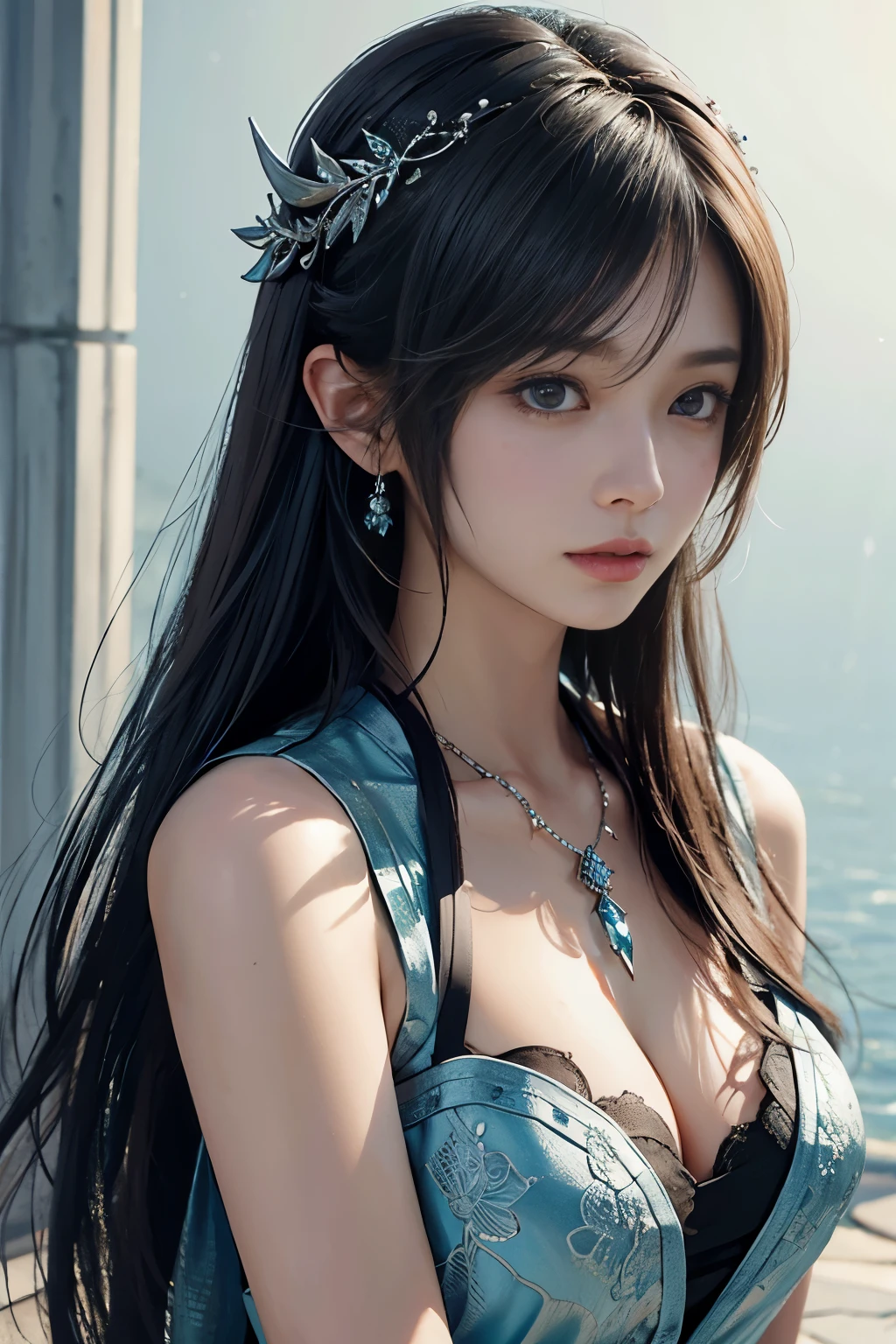 Very beautiful Final Fantasy style。Its beauty is unparalleled。,(Detailed Texture Skin:1.4), Aya Kojima&#39;s outstanding masterpiece, imagination, Brilliant dreams, A symbol of nature's Mysterious beauty, Production Character Rendering, Octane Rendering, Brave warrior , Justice, Utopian, 未来感とcomplicatedさ, The snowflake Light blue rose symbolizes purity and delicacy, Fumi Kojima's detail, (Rich and deep colors:1.4), Carefully made, artwork, diamond armor, Moneyen ratio, delicate diamond lace thread, Delicate crystal lace thread, delicate gem lace thread, Lace thread Smooth lines, complicated machine parts, resulting in a highly detailed and complicated masterpiece that combines final fantasy, Science fiction, Futuristic, and Utopian themes with a touch of Gothic Surrealism. the artwork achieves an unparalleled level of realism, Stunning 32K resolution graphics,Elaborate scene style,dream-like,Ultra-realistic mixed fantasy world,A mix of realistic and fantastical elements,Magical Effects,close,Perfect beautiful face and body, Ray Tracing, Light, Vibrant colors,Elemental,Mysterious,Pure,Abysmal,complicated,Surreal,Exposure Blending,Medium Shot,Bokeh,(High resolution:1.4),High Contrast,(Cinematic, white),(Calm colors, 薄dark色, Calm tone:1.3),Low saturation,(Ultra-detailed:1.2),(Noir:0.4),(((Sword of God:1.3))),(((whole body:1.4))),white, Nine-Tailed Fox ,Auspicious,See through,transparent, (Excalibur:1),(Swirling Flames:1),(((girl:2))),(((huge bouncing bust:2))),(Xiao), (Blowing, play), [armor|dozen|Regular product],(Magic circle on the ground, Casting a Spell, Swirling Magic, Light particles),dynamic Light,red,fire, red fire eyes,elegant,Rays of Sin,dark,(dark magic), (strict), The battle between good and evil, Dream Walker, superpower, concentrated, Levitation, Enchantment, Telekinesis, clairvoyance, Thinking Projection, Manipulation, Mental power,colorful psychic energy e男ating, Background magic, Mysterious atmosphere, (Stochastic angle, Stochastic Oscillator Pose,Probabilistic actions),(Swing Hair:1.4),((Flip her wet hair:1.4),Shine,(Shine),(red),black,Blood,green, (Money),Silver,diamond, Pearl, gem, sapphire, Ruby, Emerald, luxury,jewelry,Brilliant,necklace,bracelet,hairpin,embroidery,reflection,Ray Tracing,aura,