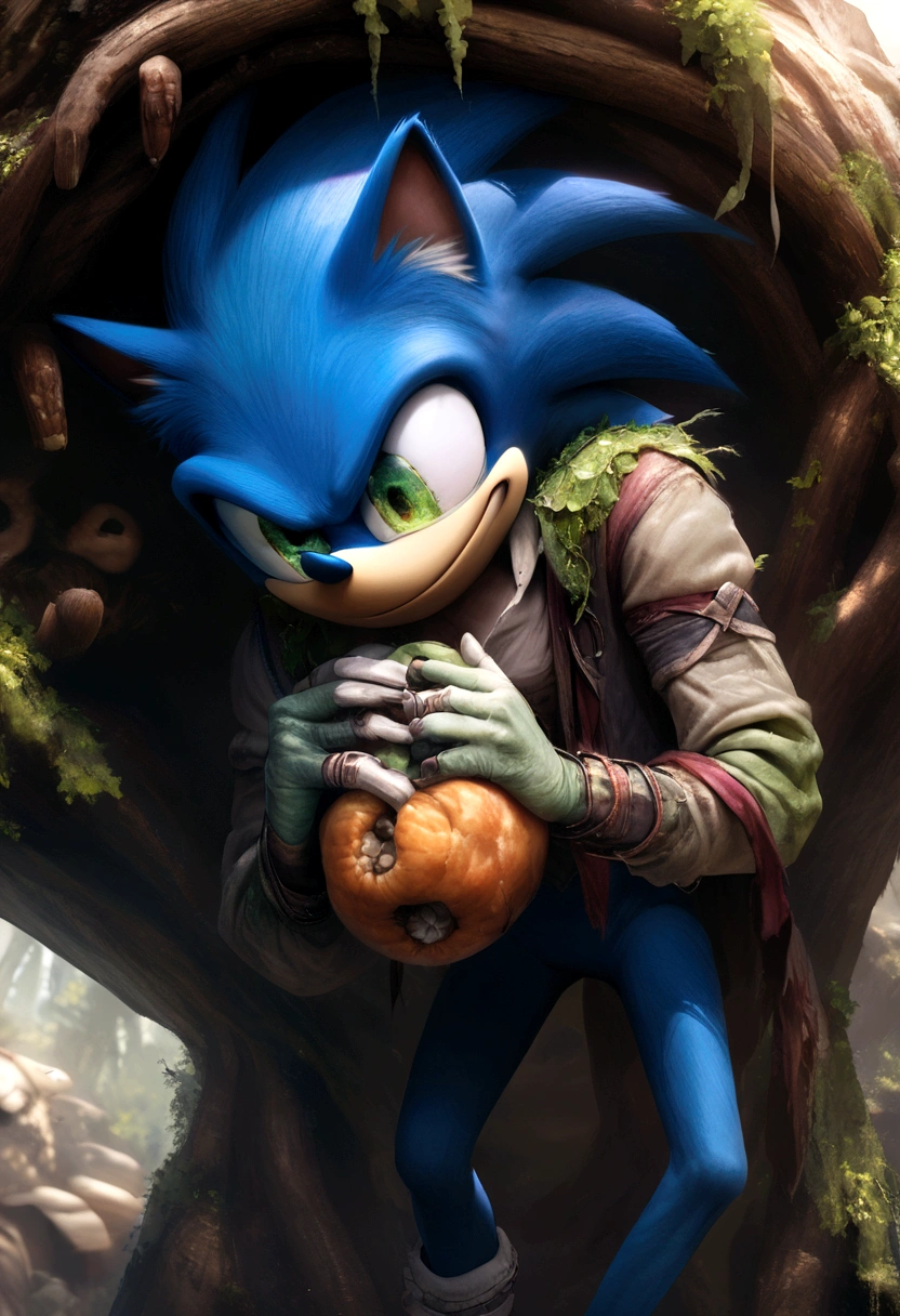 Realistic Sonic Zombie that eats human