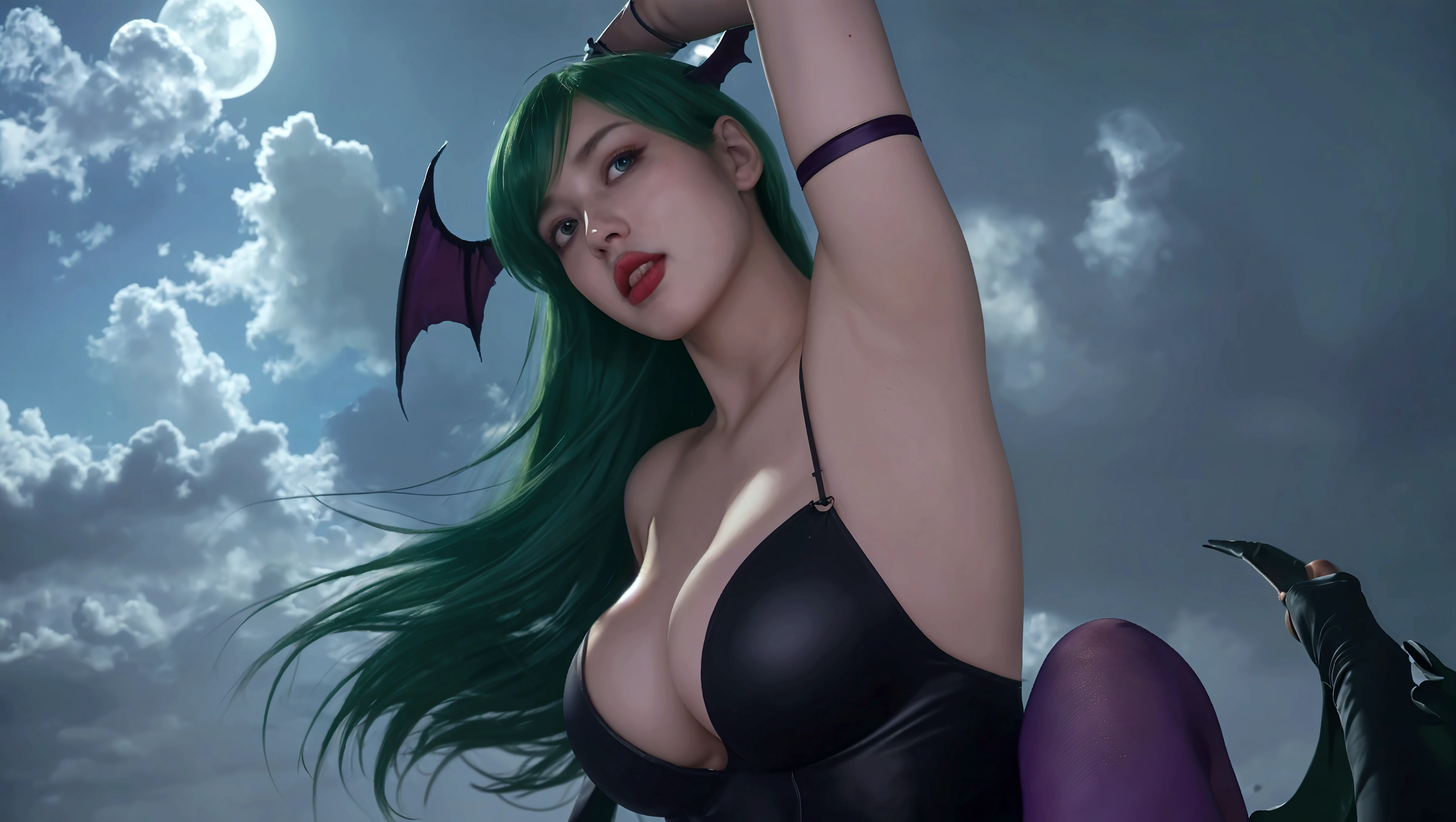 (masutepiece:1.35, Best Quality:1.35, 32K HDR, High resolution), (Photorealistic, Berserx Run, 1girl in, corsets, long_hair, Green hair, Medusa Hair, Female_public_hair, big bat wings:1.4), (Tongue out:1.8, long tongue:1.8, Exposed shaved armpits:1.3), (ultra gigantic tits:1.5, ultra gigantic tits:1.5, SuperHuge boobs:1.5 In an abandoned hut, Dark atmosphere), hyperdetailed face, ultra detailed texture,