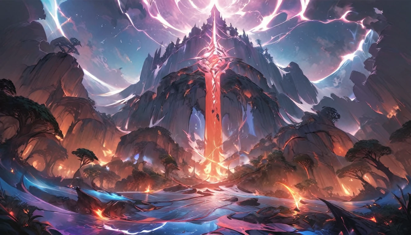 best quality,4k,8k,highres,masterpiece:1.2),ultra-detailed, (large masterpiece digital art), (detailed manga illustration), (detailed line art), cinematic lighting, (intricate details:1.3), (ultra-detailed:1.3), (illustration:1.3), (sharp focus:1.3), (natural lighting:1.05), (vivid colors:1.3), (masterpiece), (best quality:1.4), dynamic lighting, high quality, The Infernal Wilds of Anarchy stretch across a vast and tumultuous plane of existence, occupying a space beyond the confines of mortal comprehension. This realm defies the laws of nature, existing as a chaotic expanse where order and structure hold little sway. Imagine a landscape of endless, roiling chaos, where the very fabric of reality is in constant flux. The size of the Infernal Wilds of Anarchy is staggering, spanning an incomprehensible expanse that defies conventional measurement. It extends infinitely in all directions, with no discernible boundaries or edges. Within this boundless expanse, countless realms, each a universe unto itself, ebb and flow like islands in a turbulent sea of chaos. Mayael, the enigmatic ruler of this realm, holds dominion over the Infernal Wilds of Anarchy from her citadel at the heart of the chaos. Her influence extends far and wide, shaping the very essence of this infernal domain. Through her power, she has brought numerous infernal realms under her control, assimilating them into the ever-expanding tapestry of her domain. These realms, each with its own unique characteristics and denizens, now exist as interconnected pockets within the Infernal Wilds of Anarchy. From desolate wastelands teeming with fiery brimstone to twisted forests where shadows dance with malevolent intent, the landscapes of these realms are as diverse as they are dangerous. Despite the vastness of the Infernal Wilds of Anarchy, Mayael's control is absolute within her domain. Her will is law, and those who dare to oppose her are swiftly crushed beneath the weight of her infernal might.