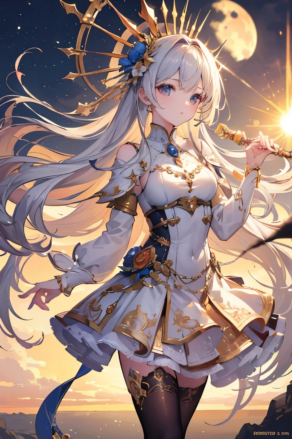 masterpiece, best quality, high quality, extremely detailed 8k CG unit wallpaper, depth of field, HDR, photorealistic, extremely detailed, intricate, high detail, sun reflecting moon