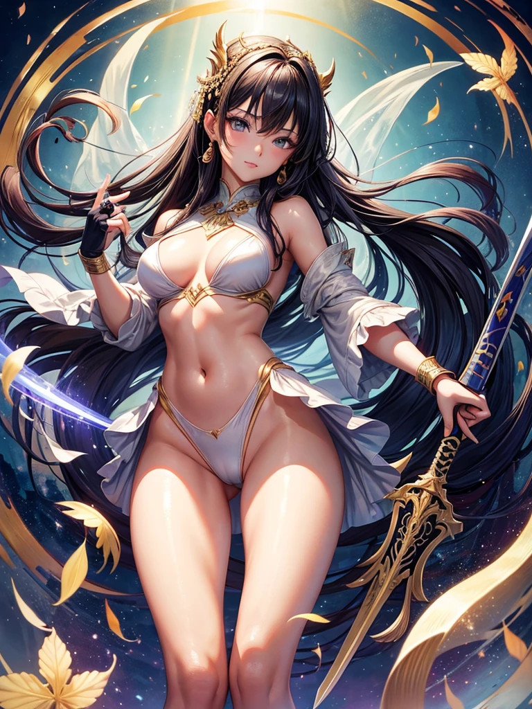 Beautiful Asian girl, 18 years old, Naked knight girls, sexy lady, medium breasts, camel toe, long sword,