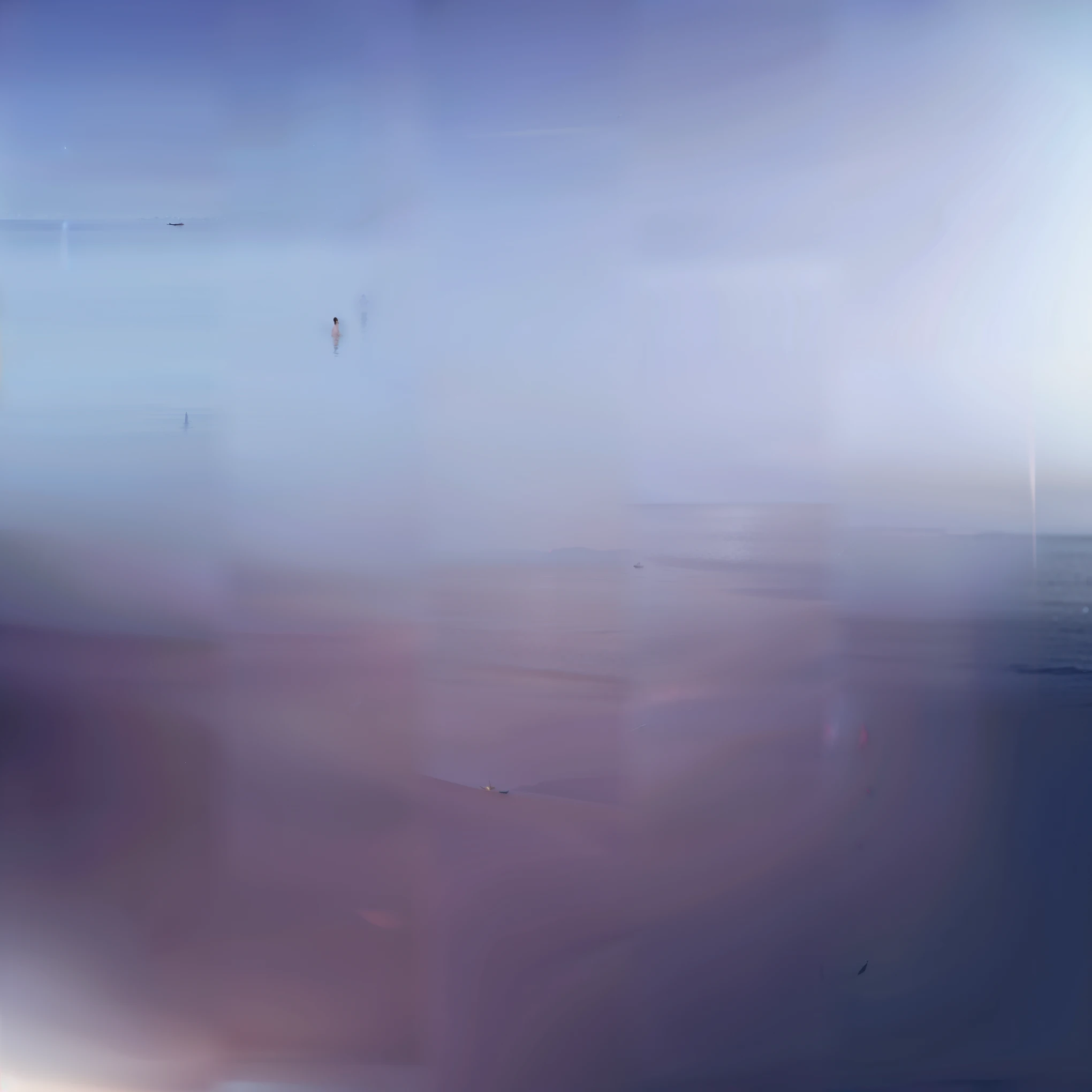A beautiful naked girl is standing on a boat sailing on the sparkling sea with her back to me. The light seems to swallow her up, revealing half of her profile.