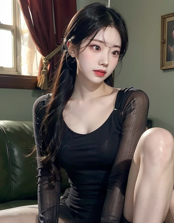 dahyun twice, twicedahyun, (8k, best quality, masterpiece:1.2), (intrincate details:1.4), photorealistic:1.4), octane render, complex 3d render ultra detailed, studio soft light, rim light, ultra detailed, realistic skin texture, detailed face, beatiful detailes eyes, extremely detailed cg unity 8k, tights, pantyhose, fishnet, fullbody, pantyhoseblack, hot, nude, penetration, blowjob