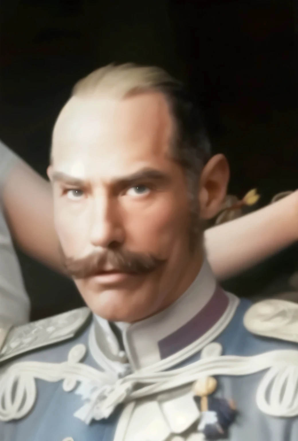 Hombre, ,he is 90 years old ,arrugas tiene frente , bigote