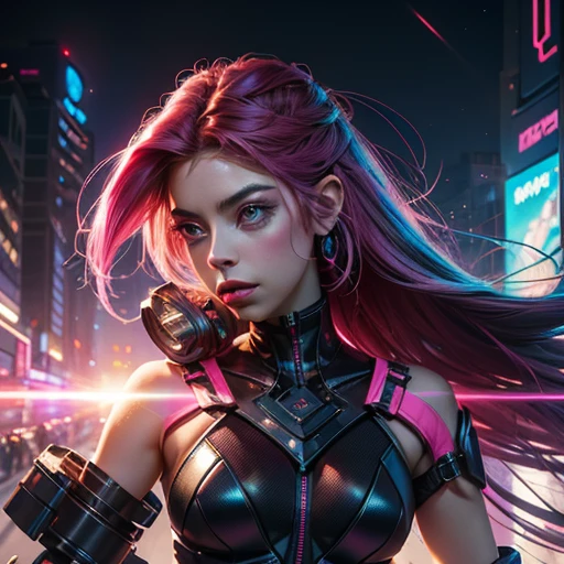 Neon Pink Cybergoth Female in a Galactic Costume: An Exquisite Cosplay Masterpiece

This magnificent digital painting, garnering attention on ArtStation, is a stunning representation of a unique character. Meticulously crafted, the character combines elements of Aubrey Plaza's Goblin Clanton, Alison Brie, and Jean Delville's Serene Killer, resulting in an intriguing blend of rebellious neon cyberpunk and classic elegance.

The character's physique is accentuated by thick, radiantly shimmering lips and evident musculature, creating an unforgettable impression. She dons a modernized Mad Men