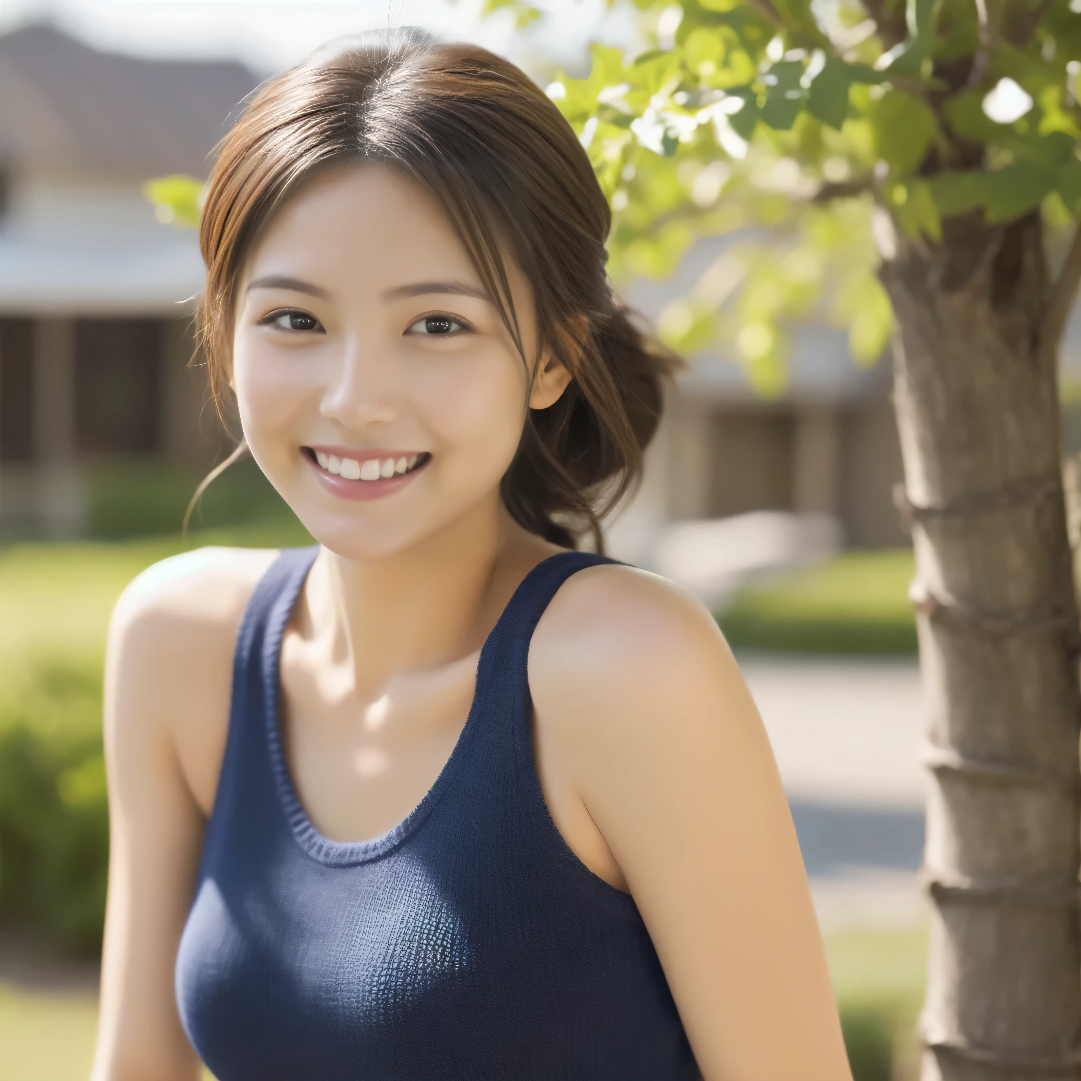 The face of a hostess、Sleeveless knit、High quality、Ultra-realistic、fine、Smiling face、Slim perfect figure、Japanese beauty、 Perfect Eyes、Radiant Skin、Upper body