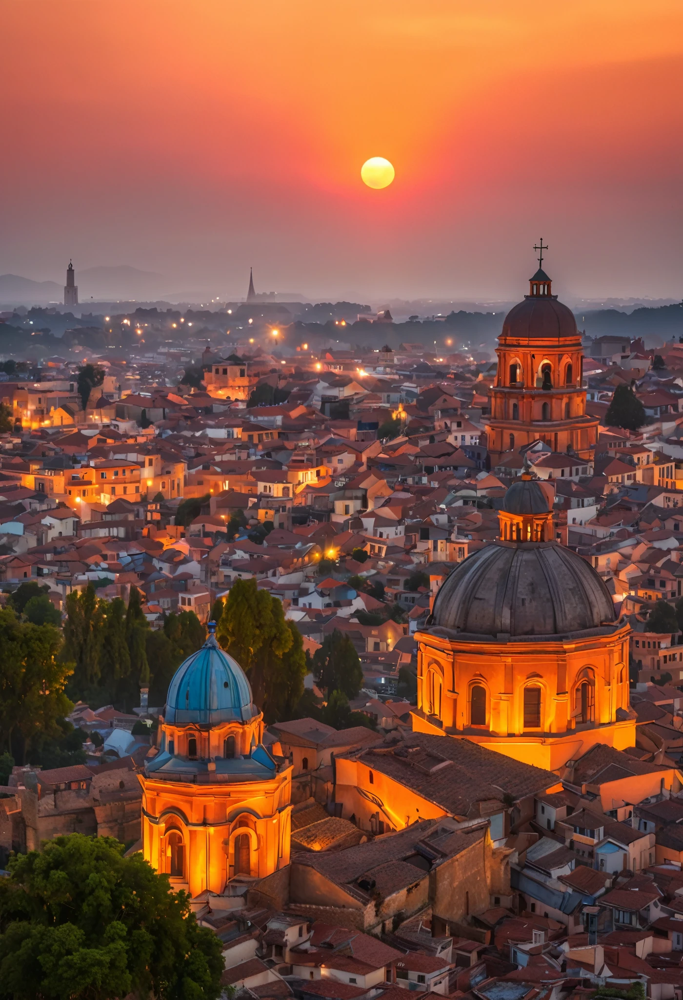 Cultural heritage, great scene at sunset, ancient city, ancient church, color at dusk, colorful sunset, bright sky,Illuminating the tranquility and serenity of every corner of the ancient city,away from the hustle and bustle,Make people feel a kind of tranquility and calmness,
Can make you relax,Away from the hustle and bustle high definition,best quality, Very detailed, masterpiece