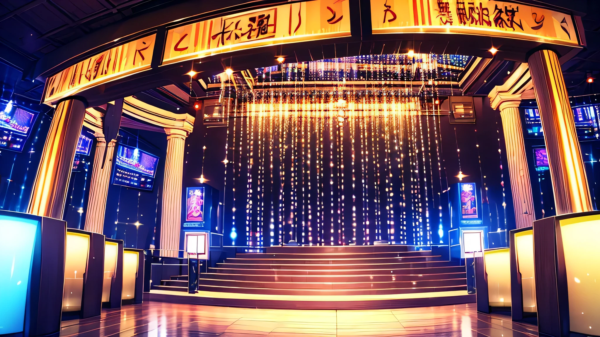 escenario idol concierto con muchas luces akihabara brillantes ray tracing gran calidad de imagen con mucho detalle