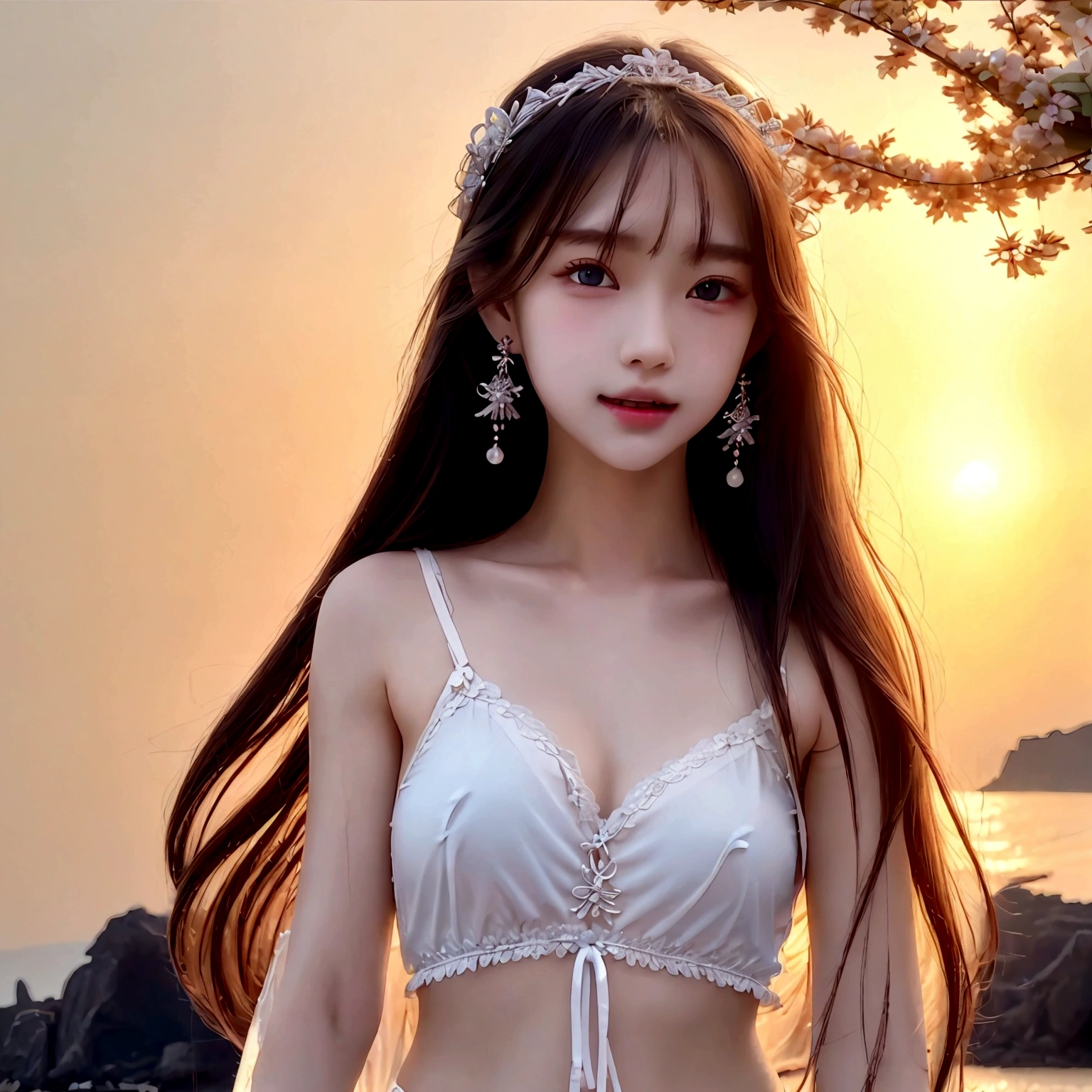 2位Very漂亮的瑞典18 歲漂亮的女孩、 white blond hair、 （（ Sexy and gorgeous transparent underwear and panties））、(Colorful transparent underwear and panties) 、Very、 shiny skin、 white skinned、 a smile、 beautiful bangs、 long and straight、 2位絲般美麗的white blond hair女郎、 shiny hair、 Extra long, super straight and flowing hair、 Eyeliner、 a small face、 Extra large firm breasts、 crystal clear ocean blue eyes、 shining with beautiful light、 Earrings, pendants, headwear and bracelets hanging from the ears、beautiful and smart girl、 Playing in the water at the outdoor beach and taking a full body photo of two people、 Looking to the future