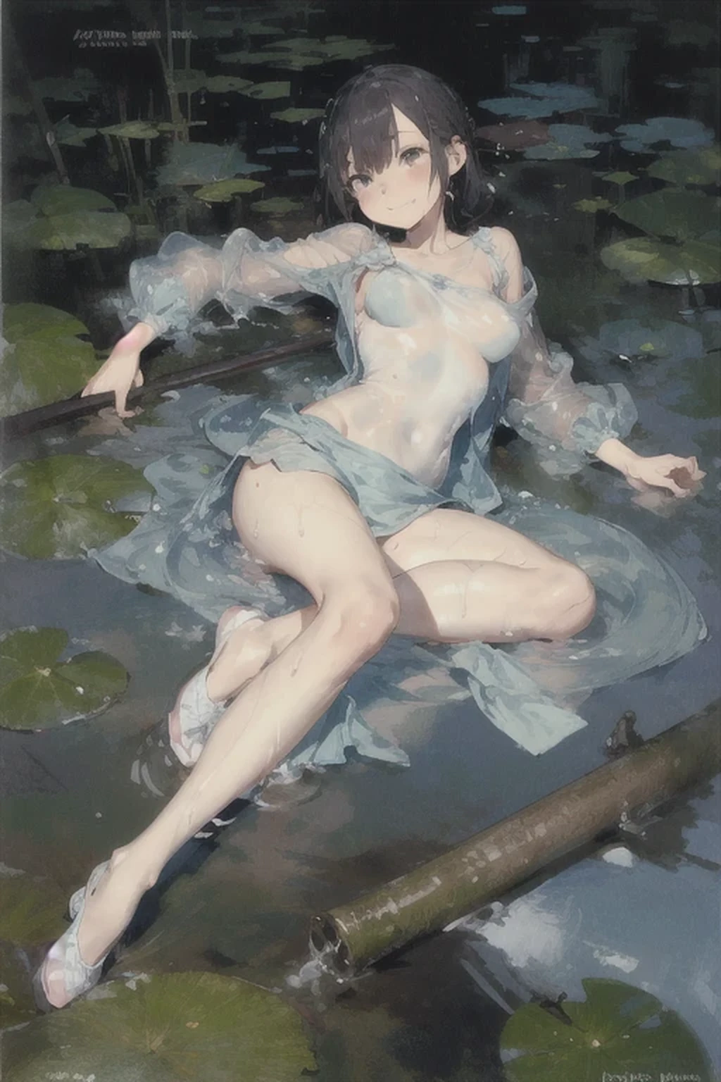 absurd , high resolution, Super detailed, (8 year old girl:1.3), Large Breasts,Happy, rest, Sundress, Ink cap, mary jane shoes, rest, Rich gradients, extreme colors, Extreme details, Clear light perception, rest, (many, Impressionism, ), Anime Characters, rest, The opening of your legs,Fluid between thighs、Flowing liquid,touch、disheveled、Comfortable to wear,Chest contour、(((Wet clothes))),Pipe top,(((Ultra-thin clothing))),(Body model),((Body outline)),Grin, blush,Overactive Expression,