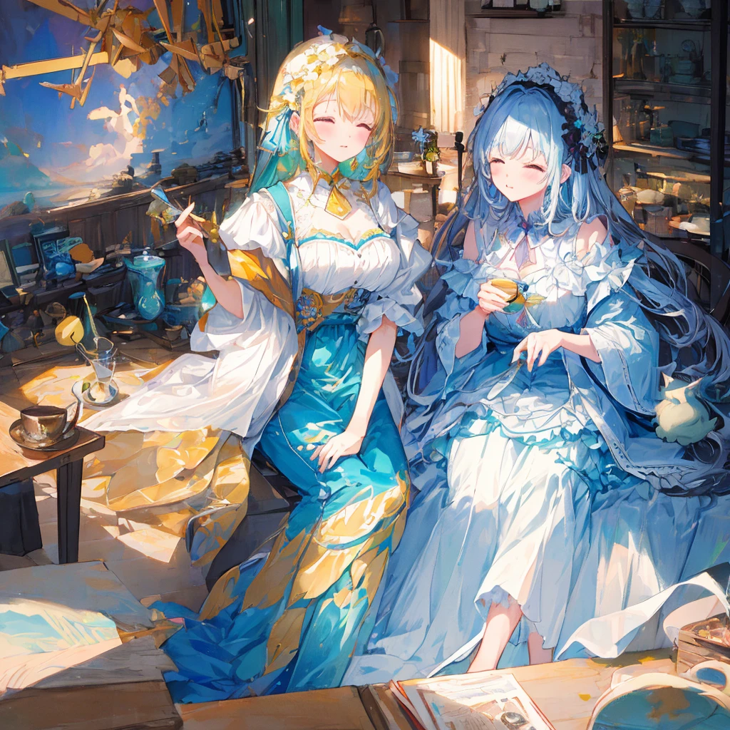 Super detailed、highest quality、最高masterpiece、The best composition、Dynamic composition、super huge coffee cup、Little fairy、sitting on the edge of a coffee cup、highest quality、masterpiece、Official Art、16k、so beautiful、Very detailed、Ultra-fine、Confused、A warm, pastel-colored world、Cute and fluffy、Close your eyes and take a nap.、