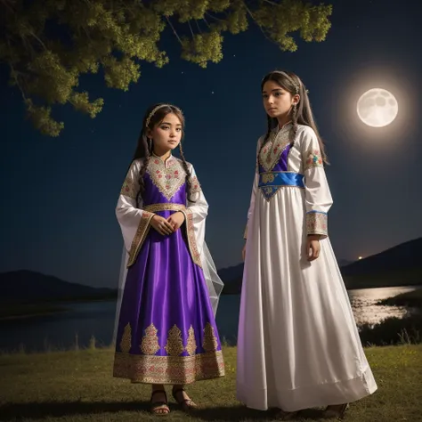 highest quality、high quality、10 years old、brightly embroidered ethnic costumes from central asia and the caspian sea region、girl...