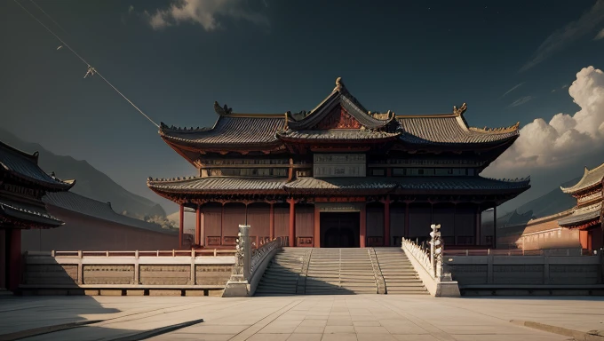 Drum Tower in Beijing, China，Long diagram，Movie stills texture