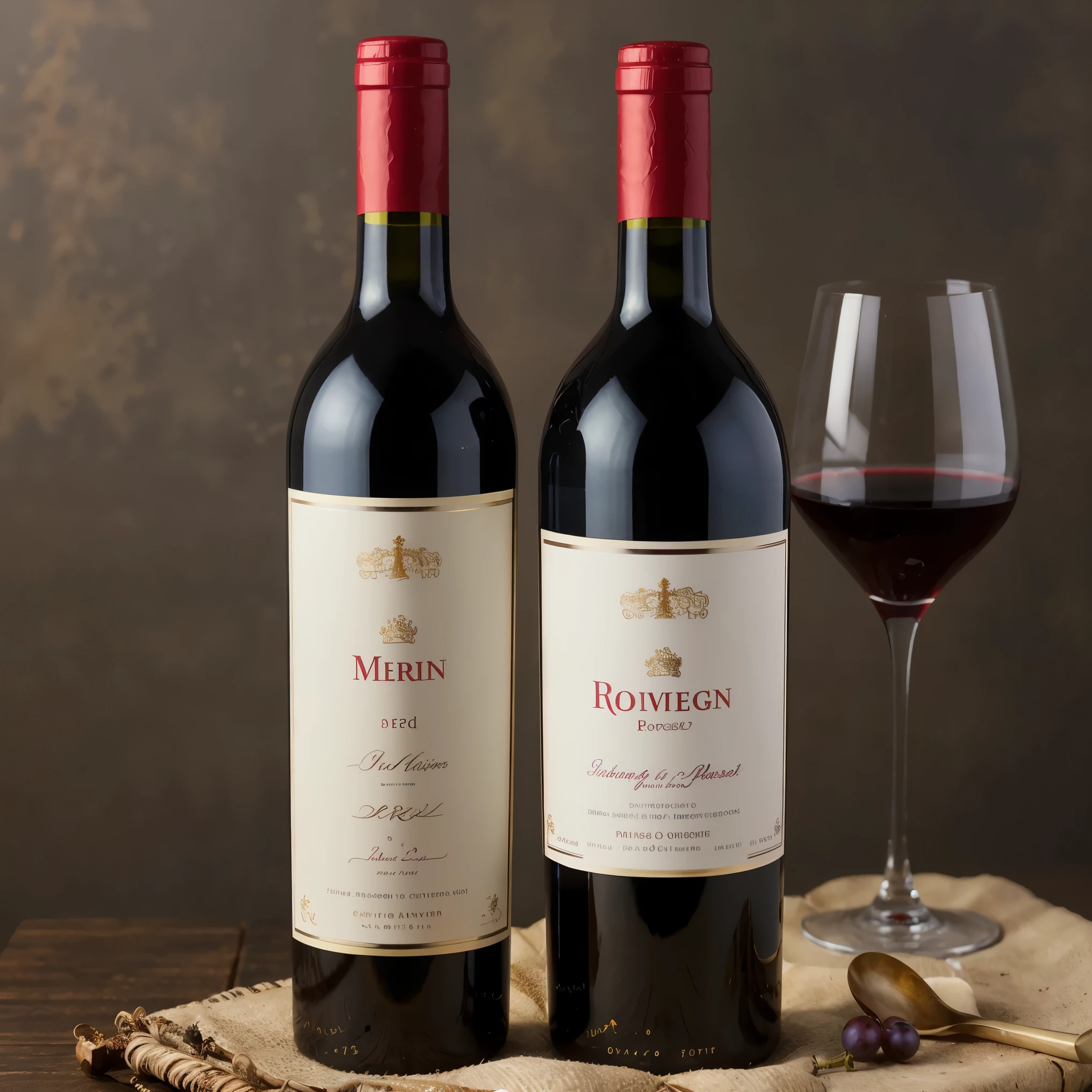 A bottle of red wine,Grape,Simple background