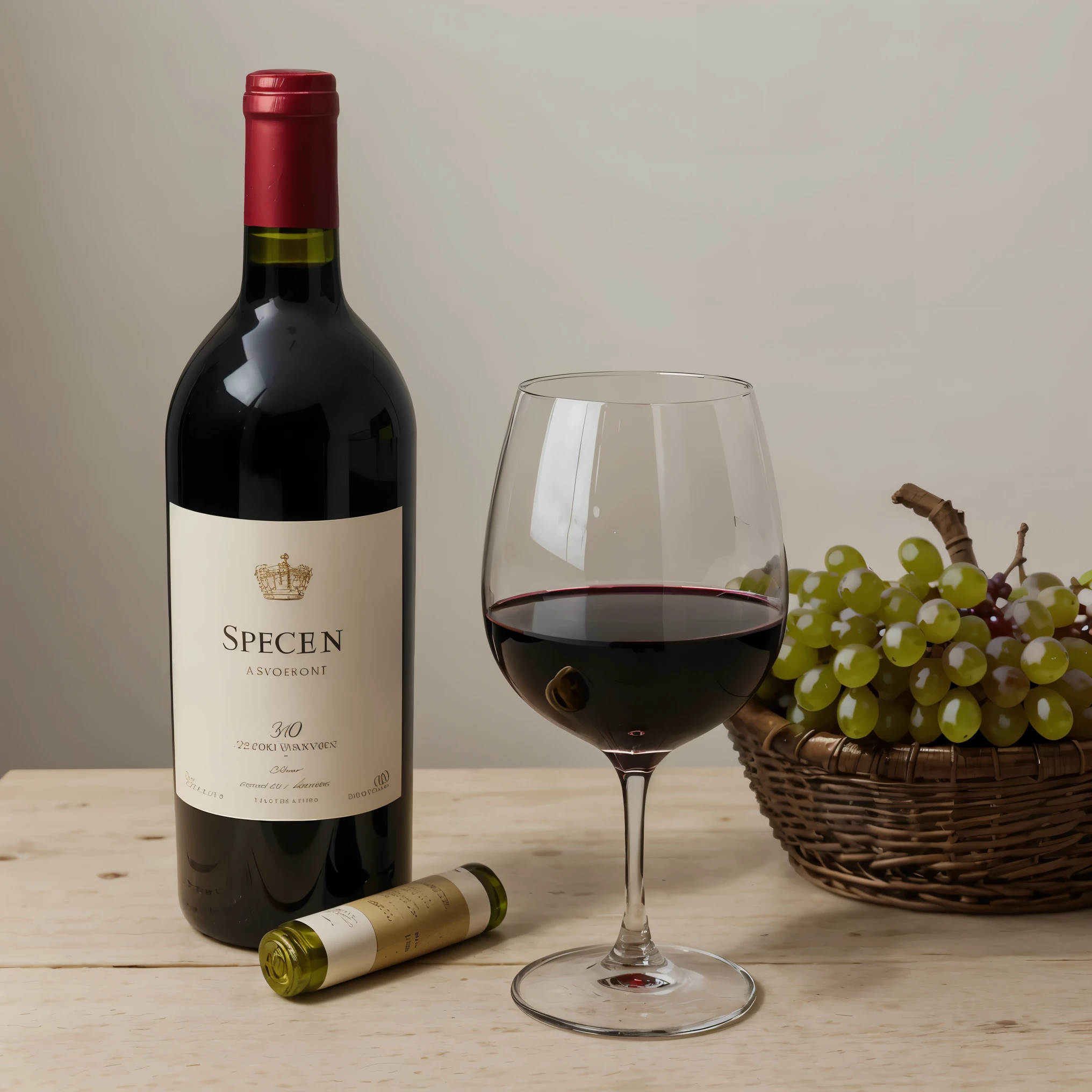 A bottle of red wine,Grape,Simple background