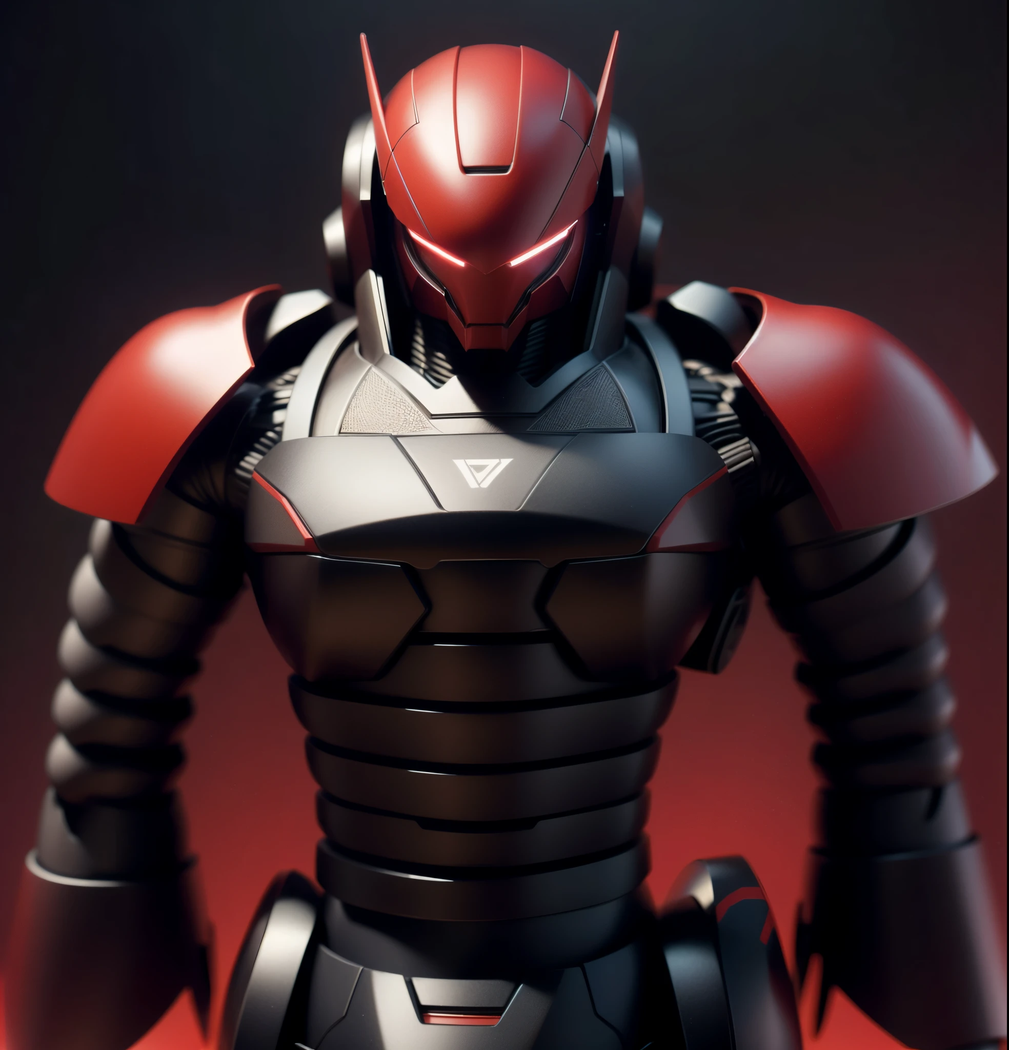 Round armor, robot, cyber, high quality, black iron body, red eyes, battlefield in the background,Bright background,