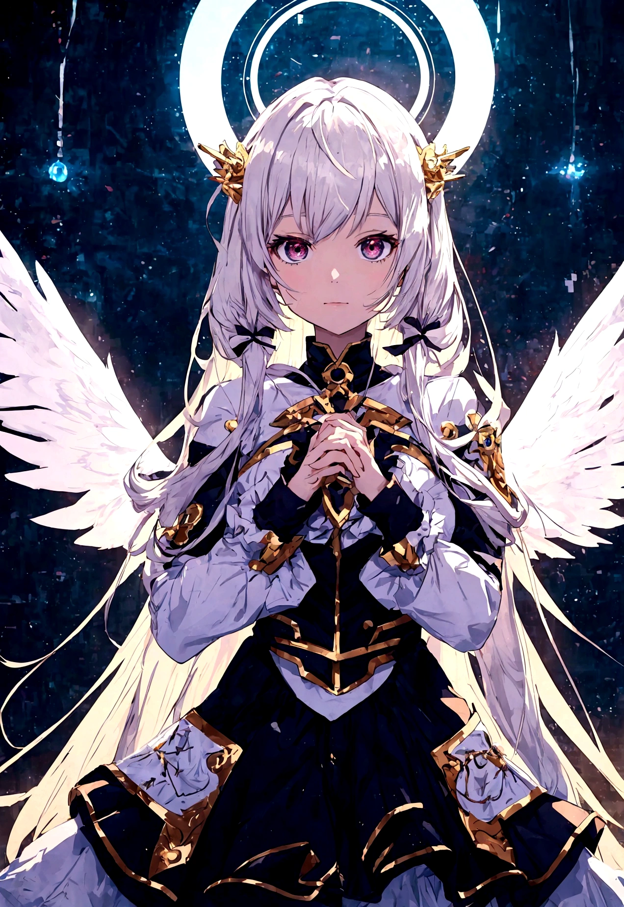 anime, girl, Vtuber, cute, angel, celestial being, humanoid, pretty, interesting, deep red hair, ruler, woman
