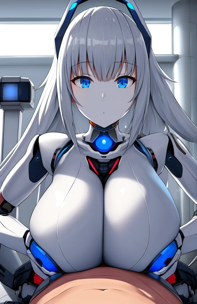 1girl,Robot,gigantic breasts,pov,pointy breasts,