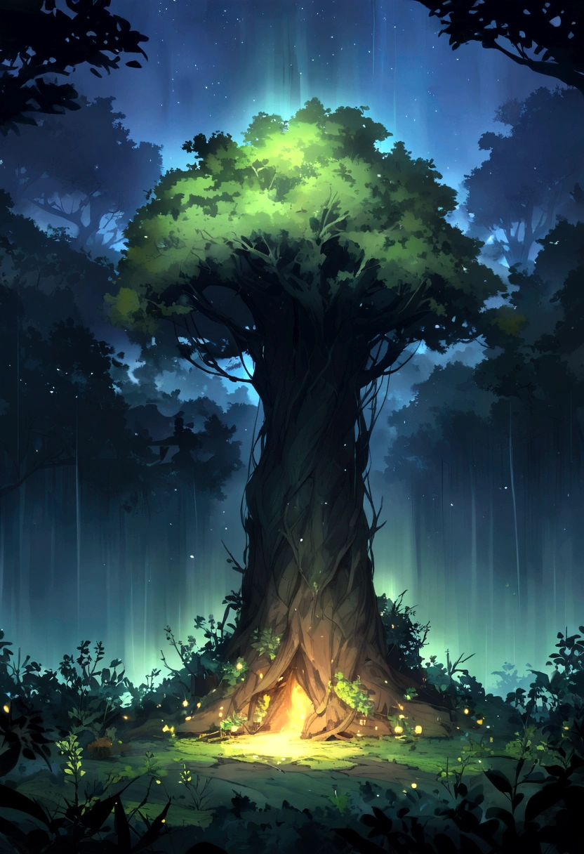 Overgrown trees night No people