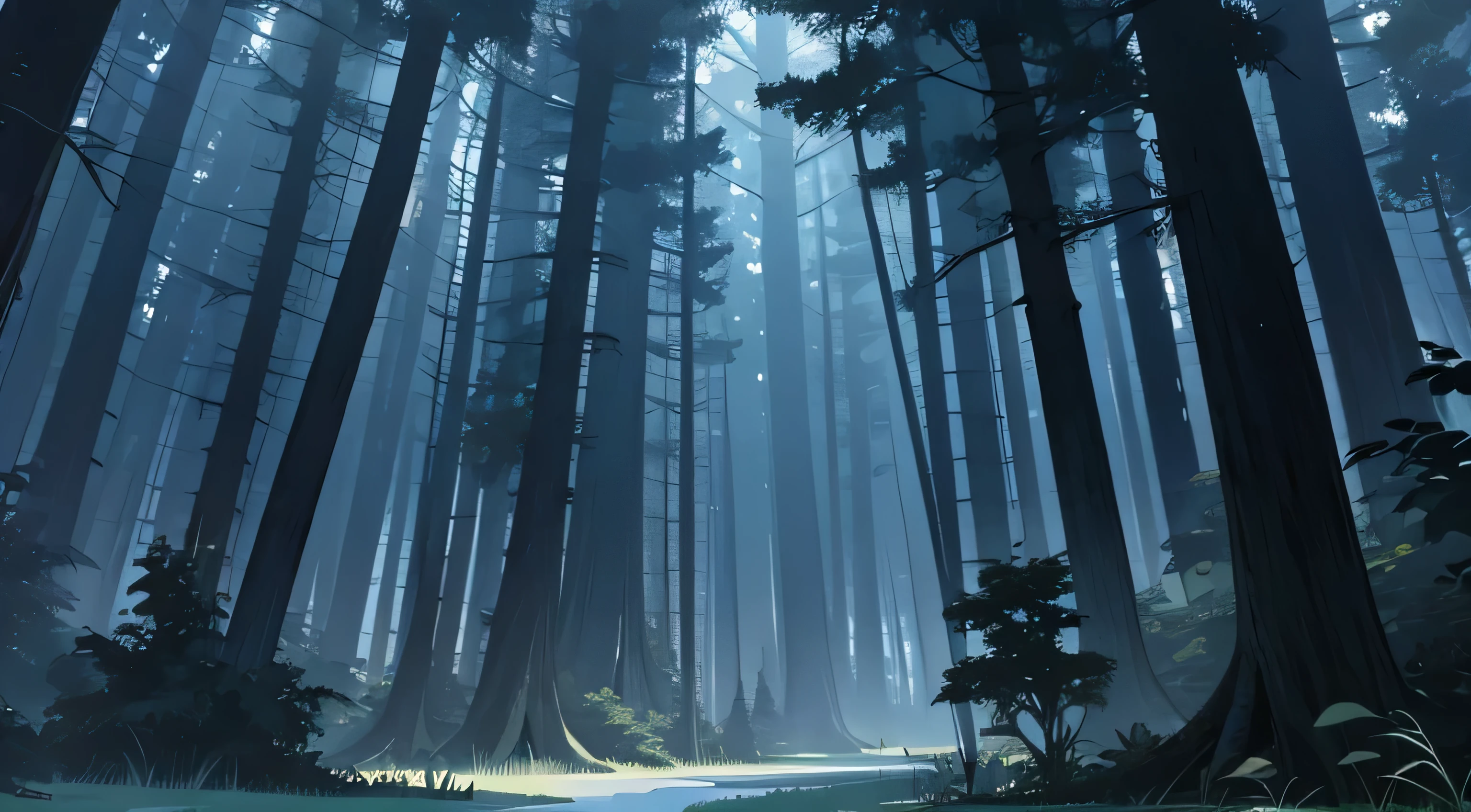 in the forest Overgrown trees night No people