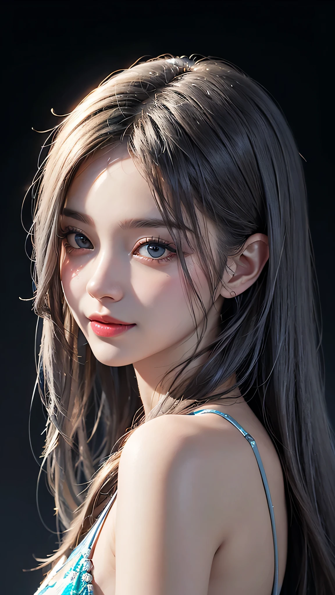 Psychedelic world , thai fashion、Cute 1 girl、18 year old girl、grey hair、facing forward,light smile, colorful gel background、fractal background、perfect lighting、sharp focus、High definition、high resolution、High color rendering、High resolution、Super realistic、photo realistic