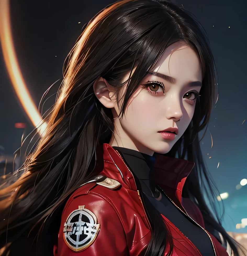 gadis anime dengan tanduk dan jaket merah, artgerm yang sangat detail, artgerm. detail tinggi, detail artgerm, model ig | artgerm, seni anime digital terperinci, artstyle anime realistis, potret artgerm, rin tohsaka, style artgerm, artgerm. ilustrasi anime, artgerm di Artstation pixiv