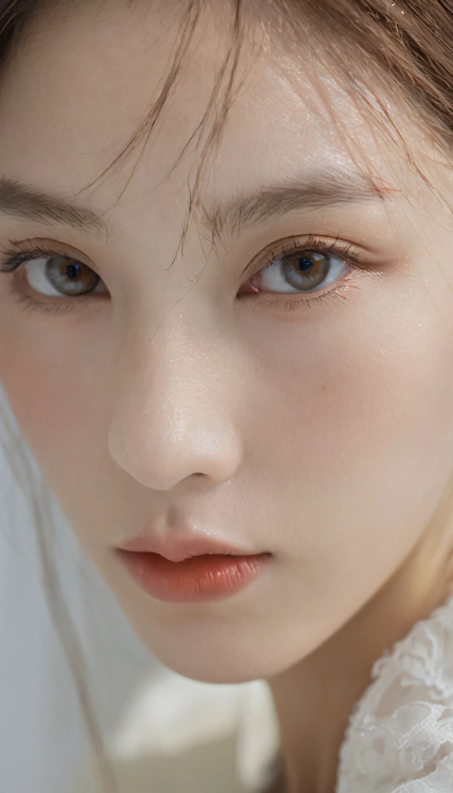 xxmixgirl, analog style, eye focus, highest quality, (highly detailed skin), photo of a exquisitely beautiful pale skin, 21yo, perfect face, alluring eyes, (seductive makeup: 1.3), skin pores, (bokeh:1.5), sharp focus, dappled lighting, (backlighting), film grain, (highly detailed, intricately detailed), 8k, HDR, front view, studio light, Ultra-detailed face, Detailed eyes, (Double eyelid: 1.4), Alice toggle, brown eye, (commercial: 1.6), (seductive makeup), ((white studio background: 2))