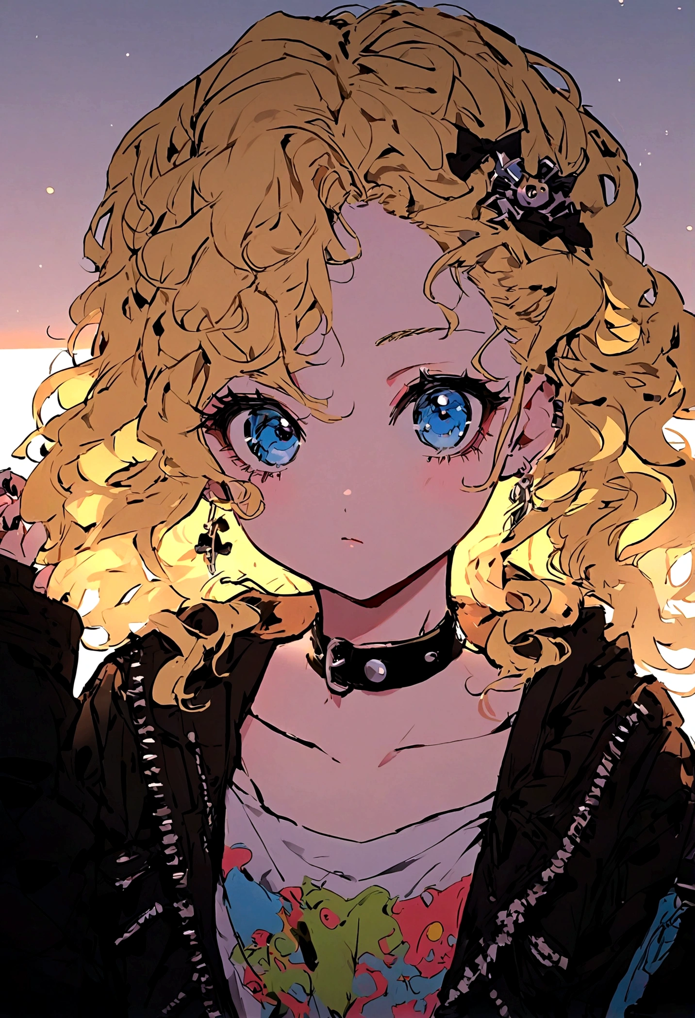 Blonde Wavy Hair Blue Eyes cute beautiful girl 17 years old 168㎝ Different world Punk Style