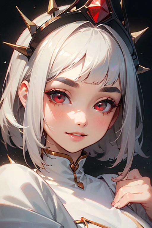 (High quality) (best quality) (A woman) (correct physiognomy) (perfect pupils) (perfect eyes) woman Human-sheep hybrid, deep white hair, long and fluffy, two Sheep ears coming out of her head, Red eyes, sensitive lips, feminine appearance, soft facial features, thin eyebrows, soft skin, rosy cheeks, rosy lips, silky eyelashes, dreamy expression, middle age, youthful clothing, sweatshirt with print sheep, photo illuminated by sunlight, Woman lying in her bed.