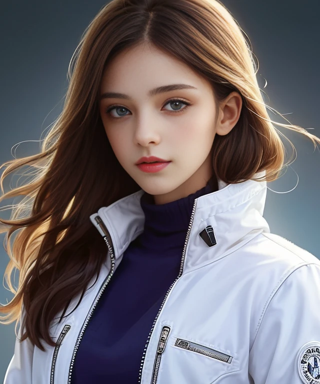 Araped woman with white jacket and hazel eyes posing for photo, Beautiful female face