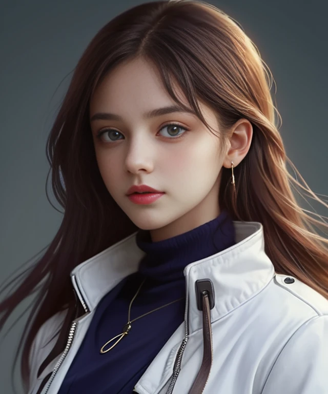 Araped woman with white jacket and hazel eyes posing for photo, Beautiful female face