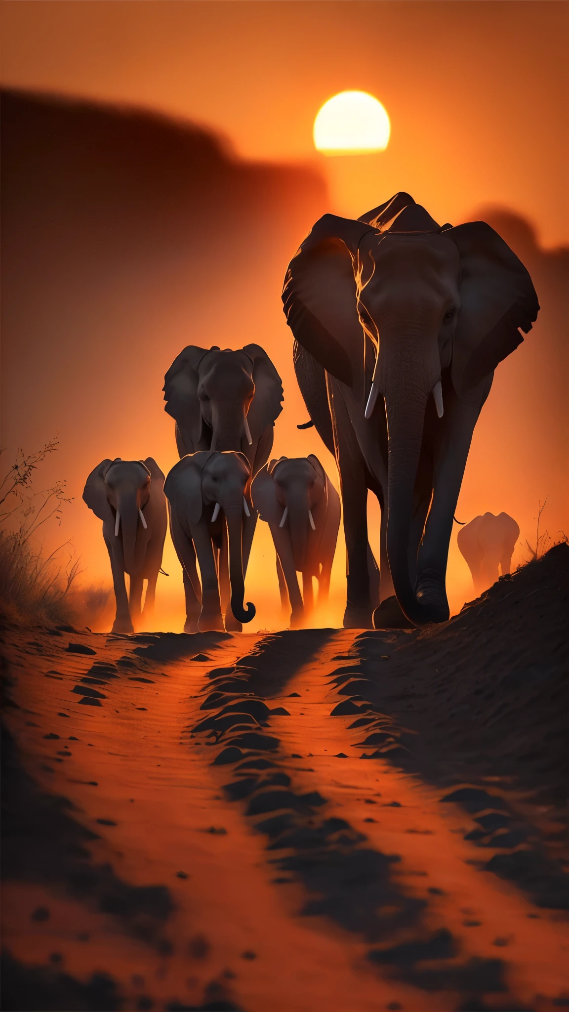 elephant walking in the sand at sunset with the sun setting, elephant, Photographer Art Wolfe, author:Alexander Kucharsky, Roberto Parada, author:Jurgen von Hondberg, by Matt Stewart, author:Bernard D'Andrea, the best of elephant, author:Darek Zablocki, Stunning artwork, author:Artur Tarnovsky, author:Yang Jie