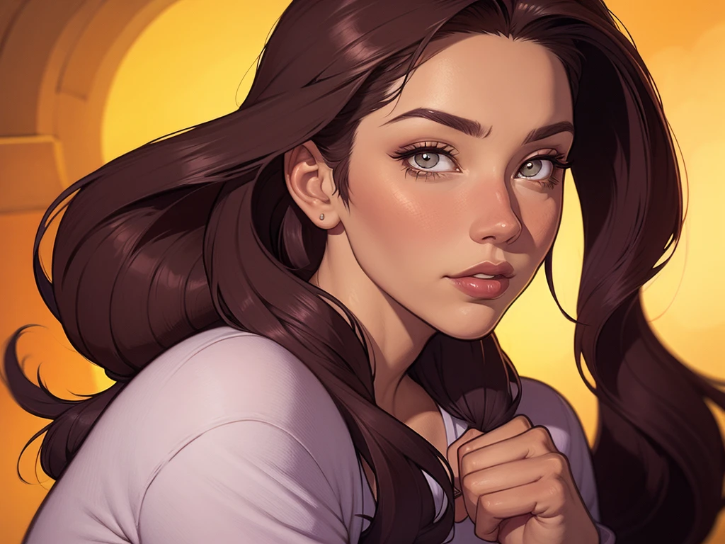 Fundo branco um close up de um desenho animado de um homem e uma mulher, arte de pintura digital dos desenhos animados, pintura digital de desenho animado, arte em quadrinhos ocidental, arte dos desenhos animados style, arte dos desenhos animadosstyle, por Jason Chan, por Ryan Yee, arte dos desenhos animados, western comic style, arte conceitual de desenho animado, cartoon style illustration, velho Oeste, detailed fanartClose up of a woman with long hair and a sweater, cabelo castanho encaracolado, linda modelo, retrato de alta qualidade, medium portrait soft light, parece a jovem liv tyler, retrato colorido, linda mulher, cabelo loiro cacheado | d & d, beautiful portrait lighting, uma linda jovem, modelo muito lindo, Retrato de 50mm, medium - long cabelo castanho encaracolado