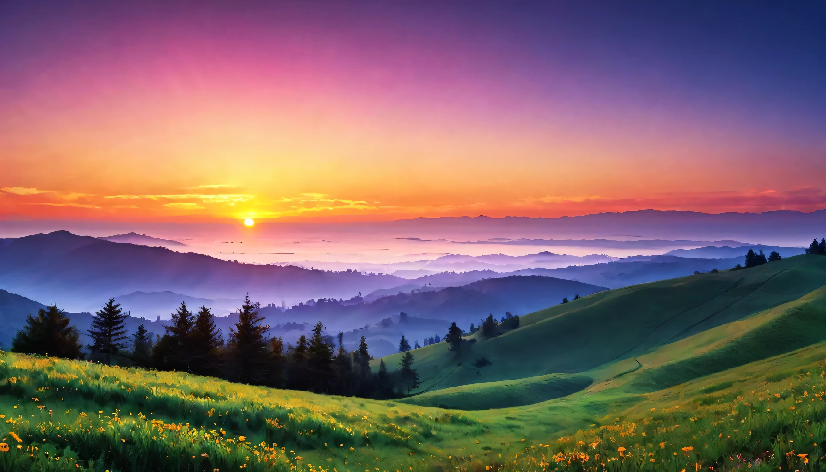 Experience the breathtaking beauty of a sunset horizon with our gradient landscape image. In this 16:9 aspect ratio composition, warm tones blend seamlessly into the cool hues of dusk, creating a mesmerizing scene that radiates warmth and nostalgia. Perfect for nature-themed designs, inspirational quotes, or desktop wallpapers, its evocative ambiance will inspire viewers to pause and appreciate the beauty of the natural world