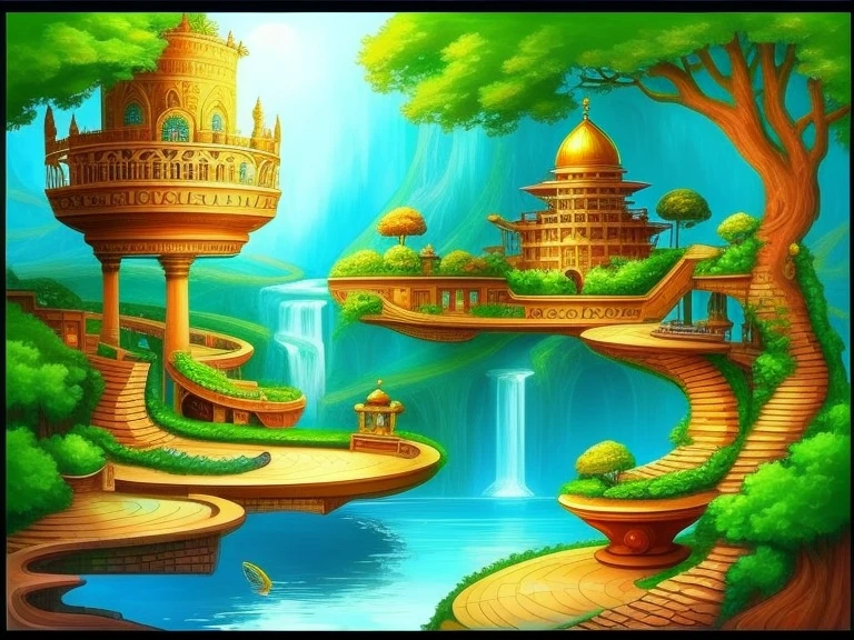 Hanging Gardens of Babylon,Beautiful world in imagination,Wonderful fantasyland
