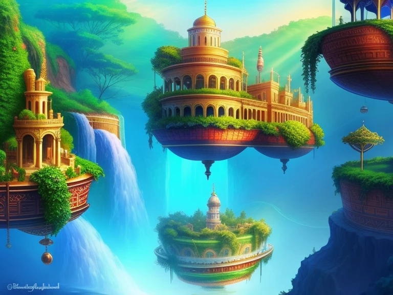 Hanging Gardens of Babylon,Beautiful world in imagination,Wonderful fantasyland