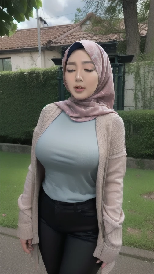 HIJAB MALAY GIRL,, IMF as a good Guy, TECHNOLGY, AI, futuristic, blockchain, International Monetary Fund, (MATRIX WORLD), ((look In front at the camera CLOSED YOUR EYES and open your mouth)).