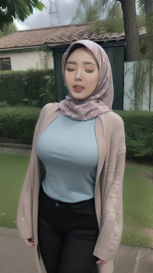 HIJAB MALAY GIRL,, IMF as a good Guy, TECHNOLGY, AI, futuristic, blockchain, International Monetary Fund, (MATRIX WORLD), ((look In front  at the camera CLOSED YOUR EYES and open your mouth)).