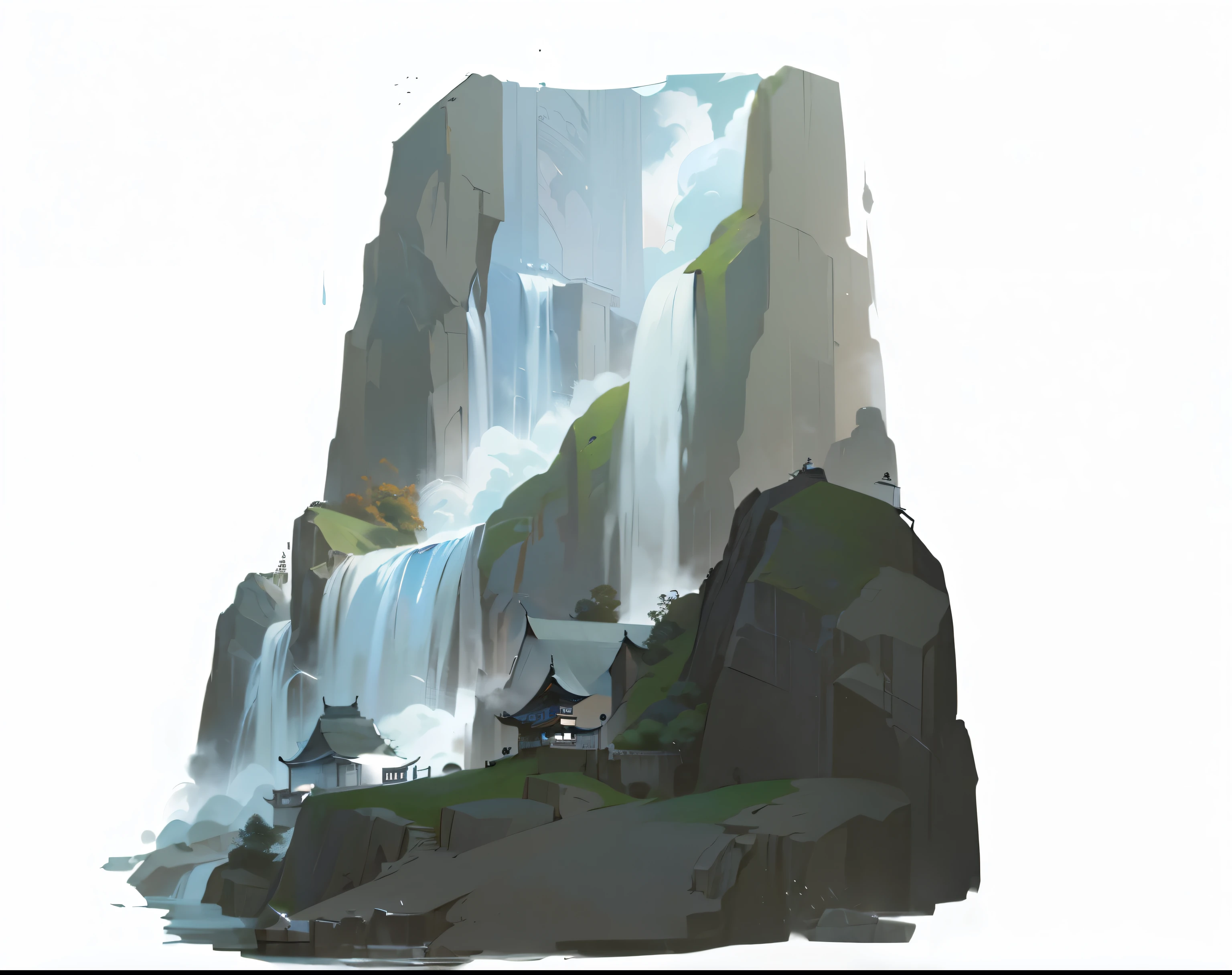 high quality, ,Meticulous portrayal,Clear structure,Clear structure的,Precise construction,,Refinement,clean brush stroke,Chinese style scene,Mountain,Fall,Stone,water,Don't build,Natural scenery