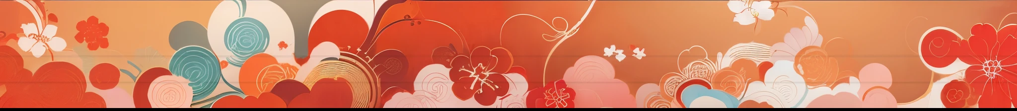 Abstract painting of a group of people in a red room, japanese related with flowers, flower, Width, flower background, Scarlet background, website Width, flowers in background, made in illustrator, red flower, red background, red flowers, Red Theme, 簡單的red background, Adobe Illustrator Art, Inspired by Zhou Wentianchong, Red wallpaper design