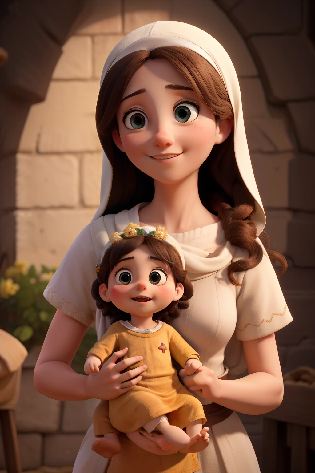 Create the image of Mary mother of Jesus, Joseph father of Jesus at the birth of Jesus