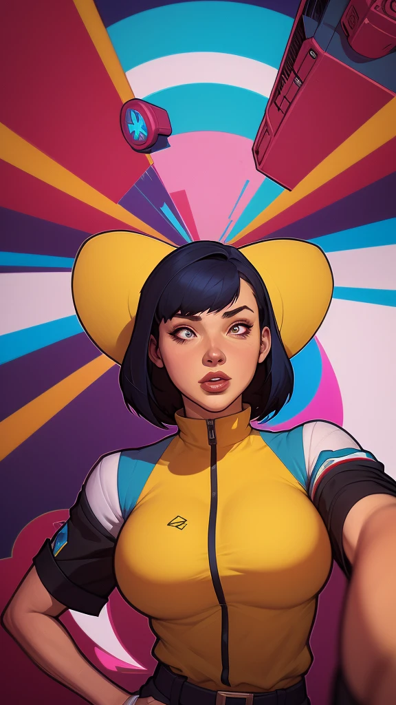um close de uma mulher em um uniforme prateado e rosa, digite germe e ilya kuvshinov, ilya kuvshinov e digite germe, range murata and digite germe, digite germe and rossdraws, pintura digital rossdraws, modelo uniforme | digite germe, style digite germe, extremely detailed type germ contours with thick lines horror background WIDE ANGLE LENSOblique perspective (2PF)